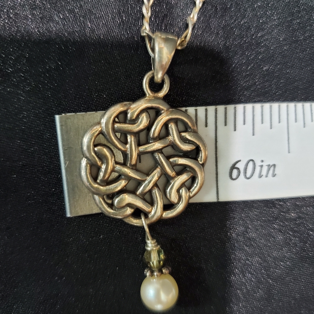 Vintage Sterling Silver 925 PSCL-Peter Stone IRISH CELTIC KNOT Pendant Necklace - Picture 8 of 10